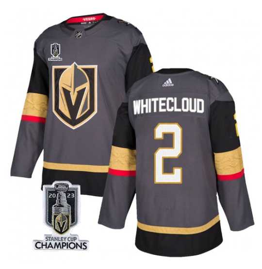 Mens Vegas Golden Knights #2 Zach Whitecloud Gray 2023 Stanley Cup Champions Stitched Jersey->vegas golden knights->NHL Jersey
